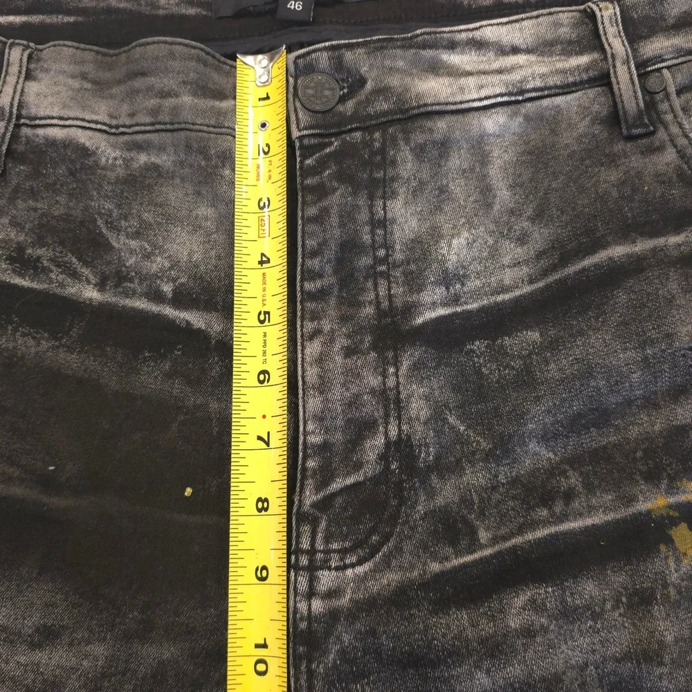 Jordan Craig Legacy Denim Shorts 46 Raw Hem Distress Splatter Stripe‎ Gold Black - Picture 10 of 14